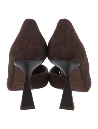 Cult Gaia Suede Chain-Link Accents T-Strap Pumps