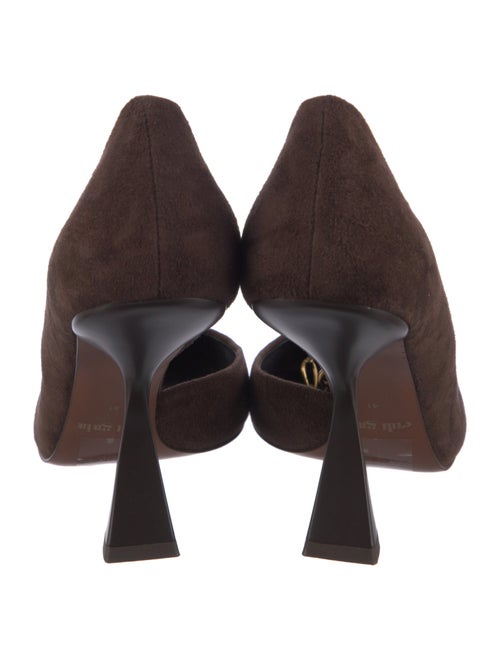 Cult Gaia Suede Chain-Link Accents T-Strap Pumps