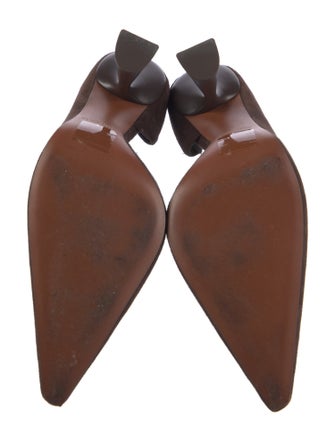 Cult Gaia Suede Chain-Link Accents T-Strap Pumps