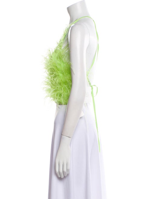 Cult Gaia Halterneck Three-Quarter Sleeve Crop Top