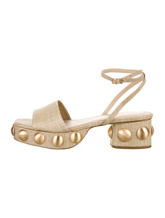 Cult Gaia Raffia Studded Accents Sandals