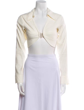 Cult Gaia V-Neck Long Sleeve Crop Top