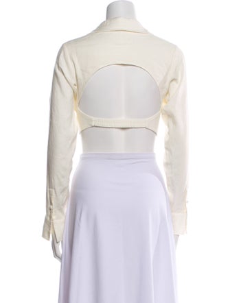 Cult Gaia V-Neck Long Sleeve Crop Top