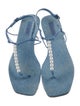Cult Gaia Denim Beaded Accents T-Strap Sandals