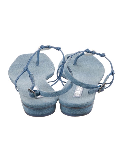 Cult Gaia Denim Beaded Accents T-Strap Sandals