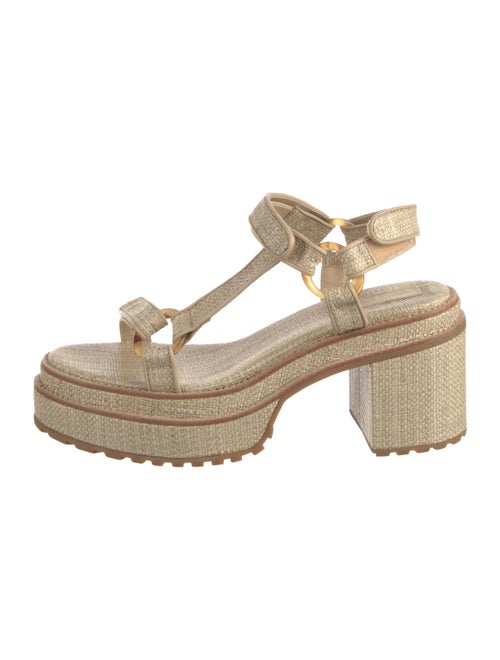 Cult Gaia Raffia Leather Trim Embellishment Espadrilles