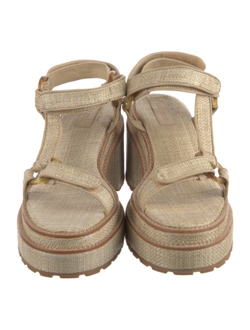 Cult Gaia Raffia Leather Trim Embellishment Espadrilles