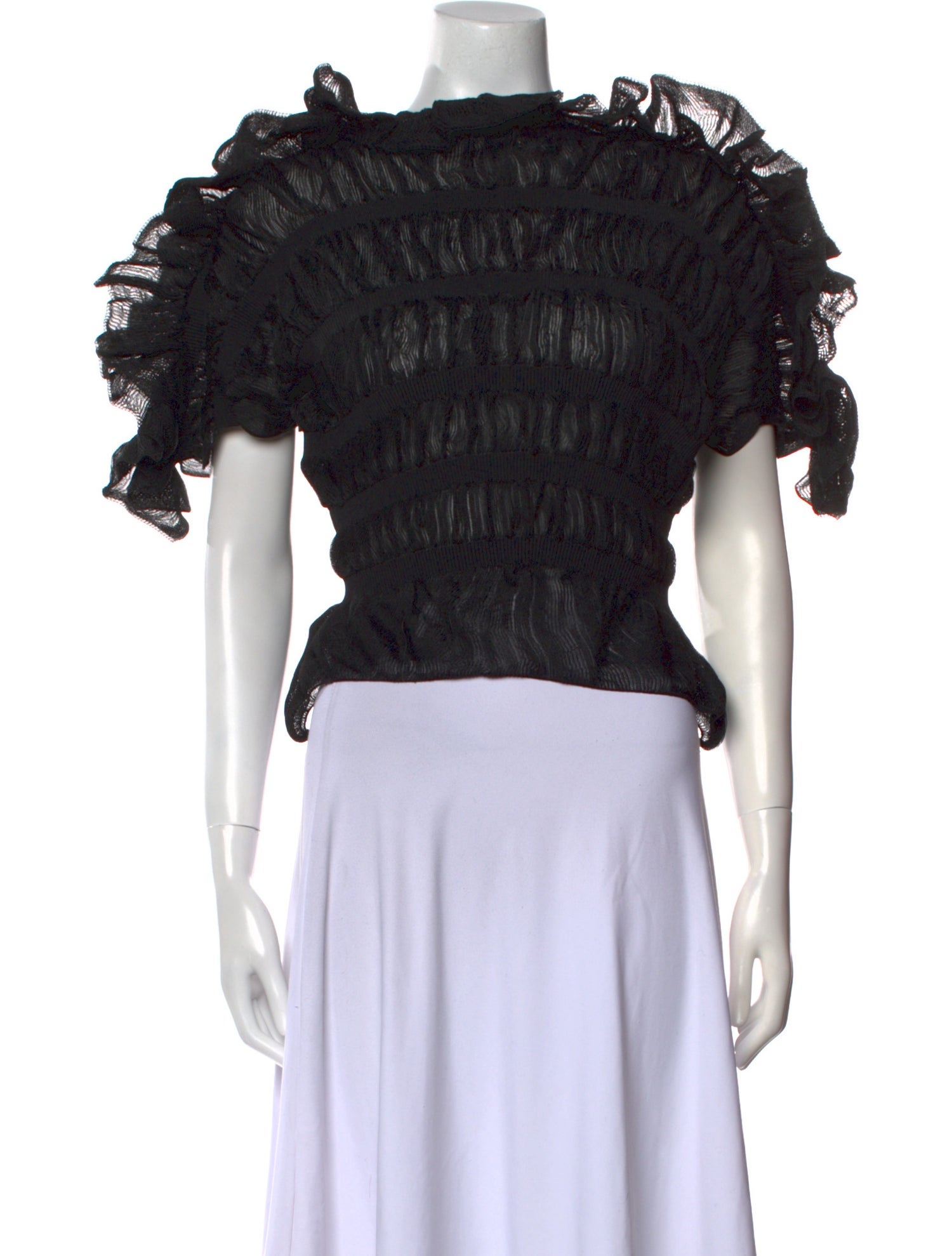 Cult Gaia Mock Neck Short Sleeve Crop Top