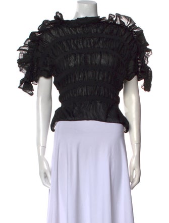 Cult Gaia Mock Neck Short Sleeve Crop Top