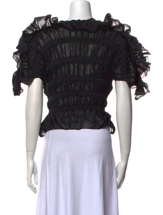 Cult Gaia Mock Neck Short Sleeve Crop Top