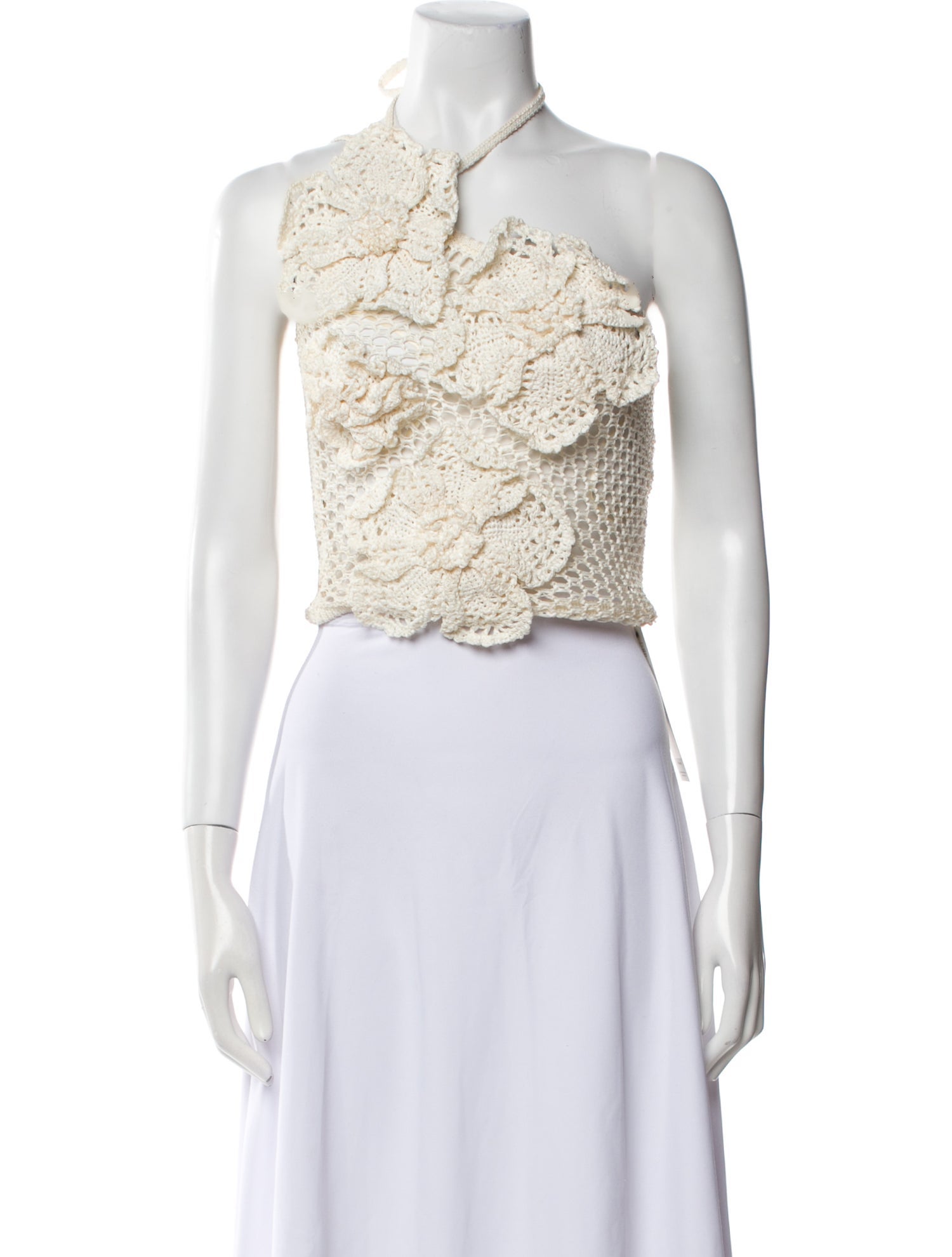 Cult Gaia Lace Pattern Halterneck Crop Top