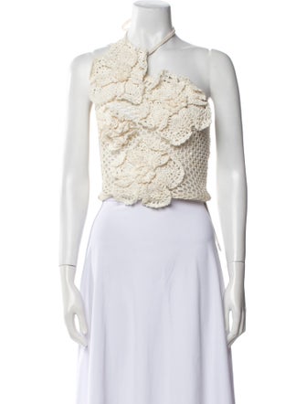 Cult Gaia Lace Pattern Halterneck Crop Top