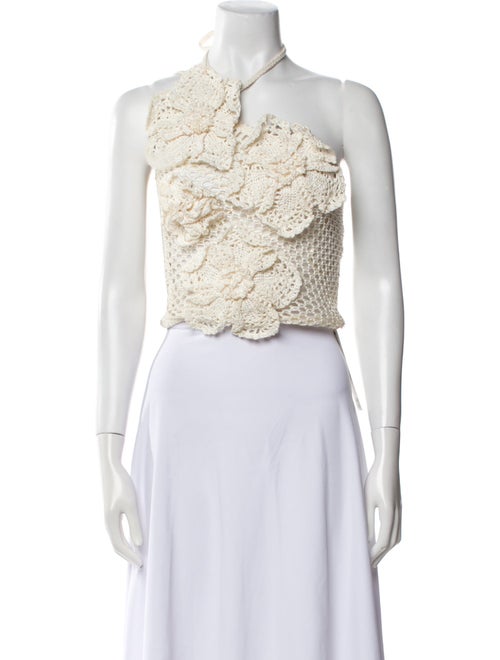 Cult Gaia Lace Pattern Halterneck Crop Top