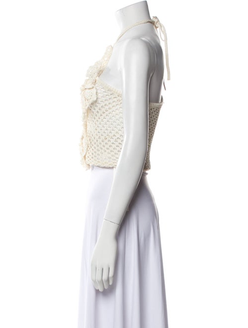 Cult Gaia Lace Pattern Halterneck Crop Top