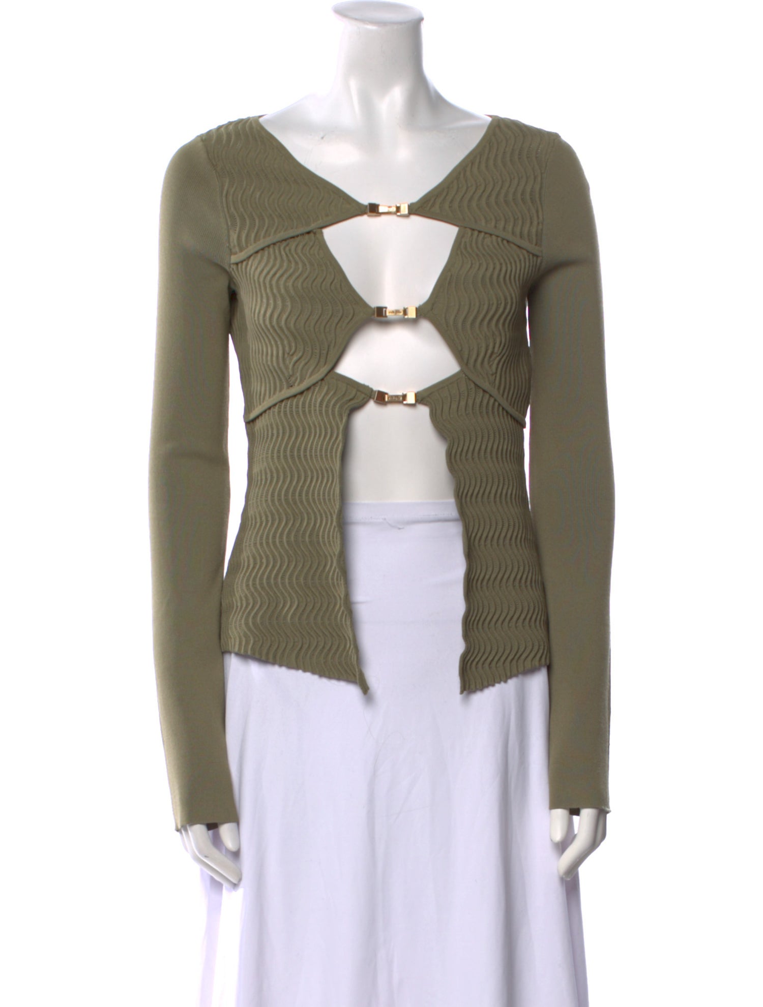 Cult Gaia V-Neck Long Sleeve Top