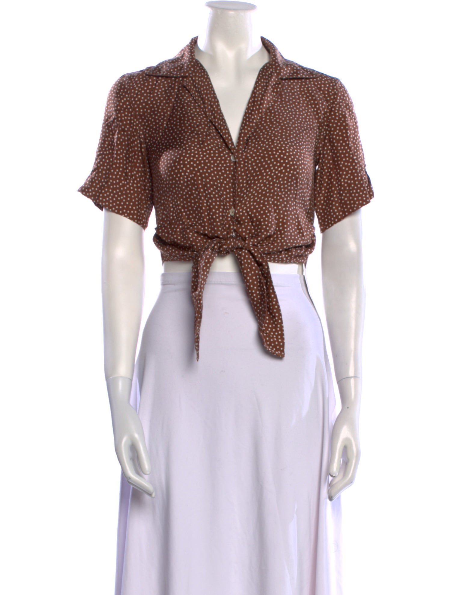 Cult Gaia Silk Polka Dot Print Crop Top