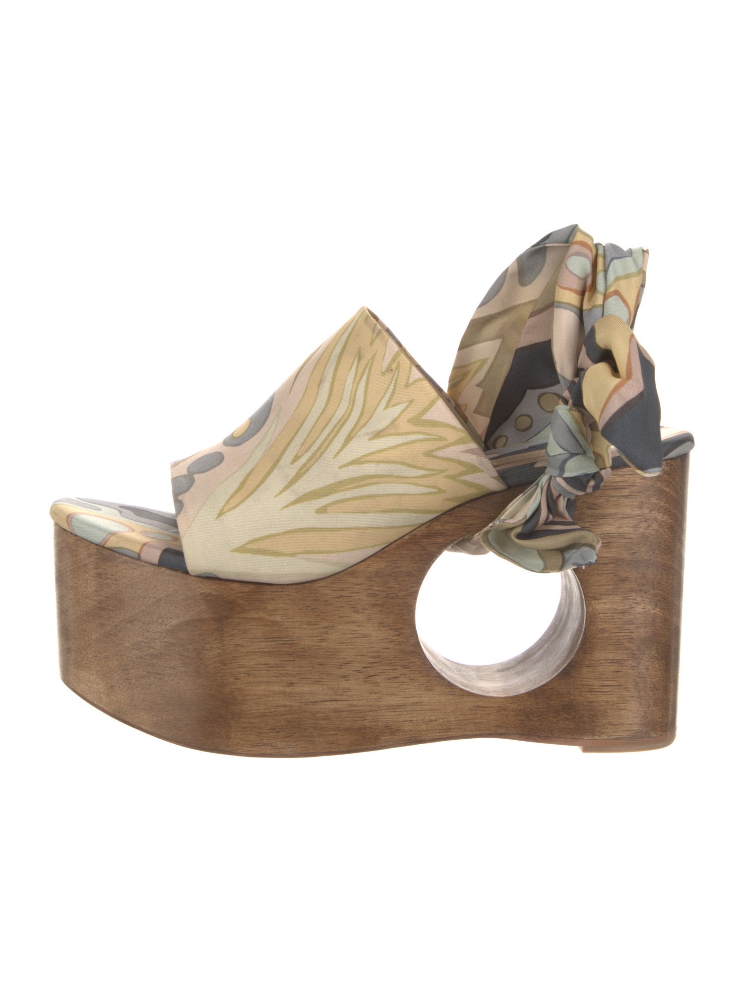 Cult Gaia Silk Printed Slingback Sandals