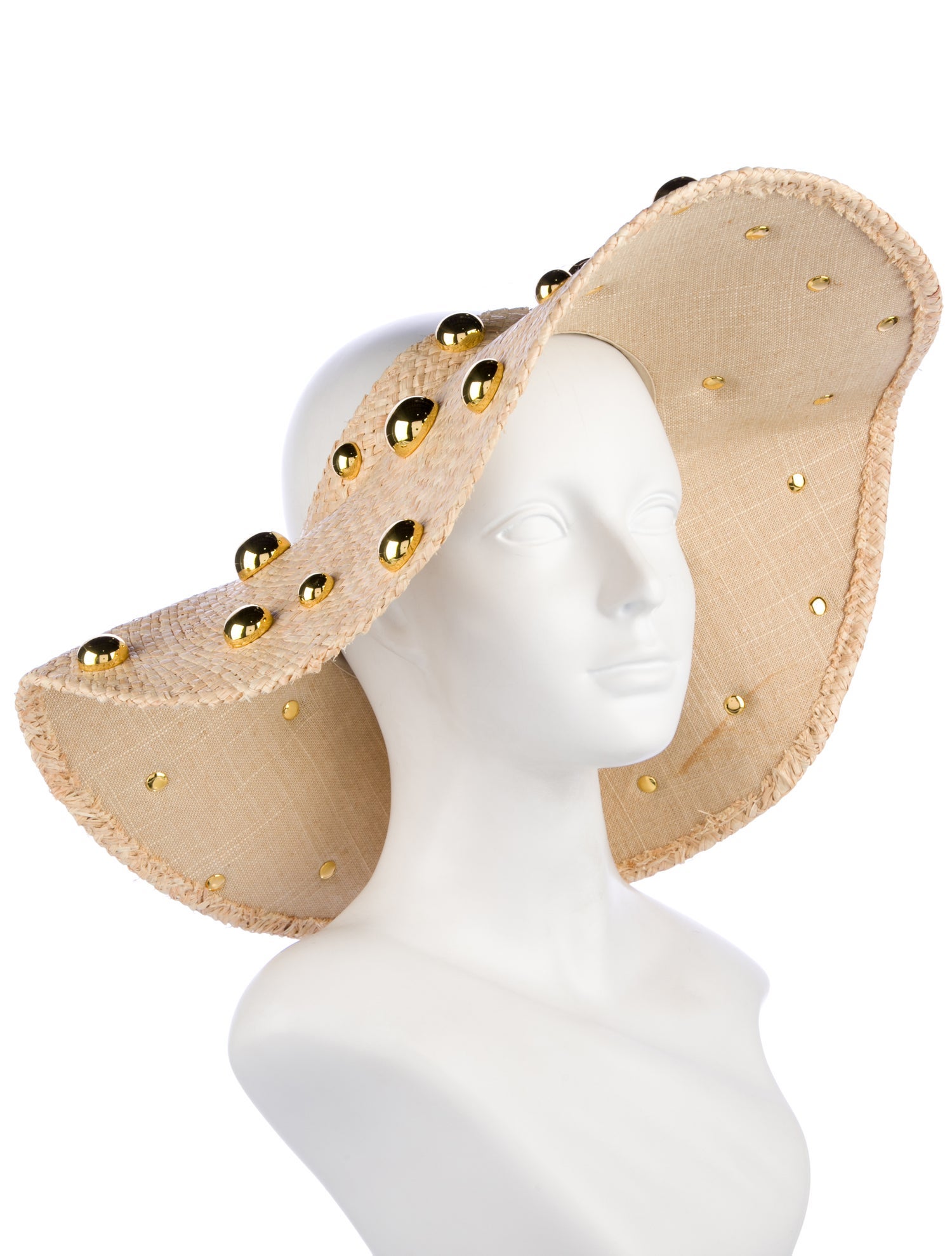 Cult Gaia Straw Visor With Studded Accents