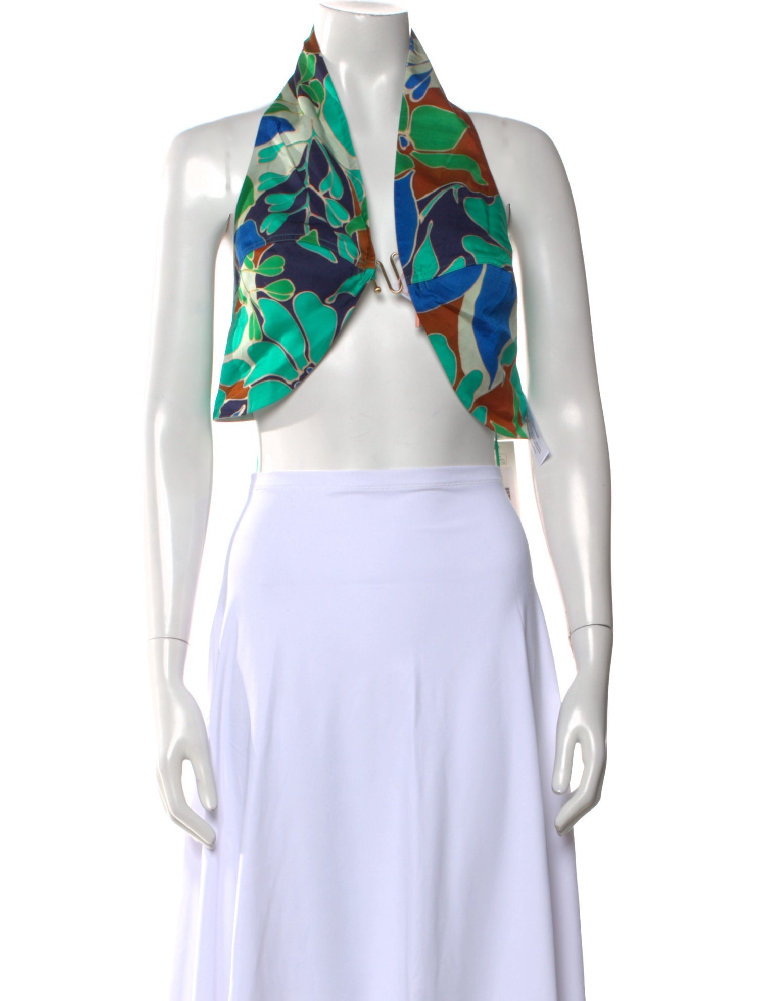 Cult Gaia Printed Halterneck Crop Top w/ Tags