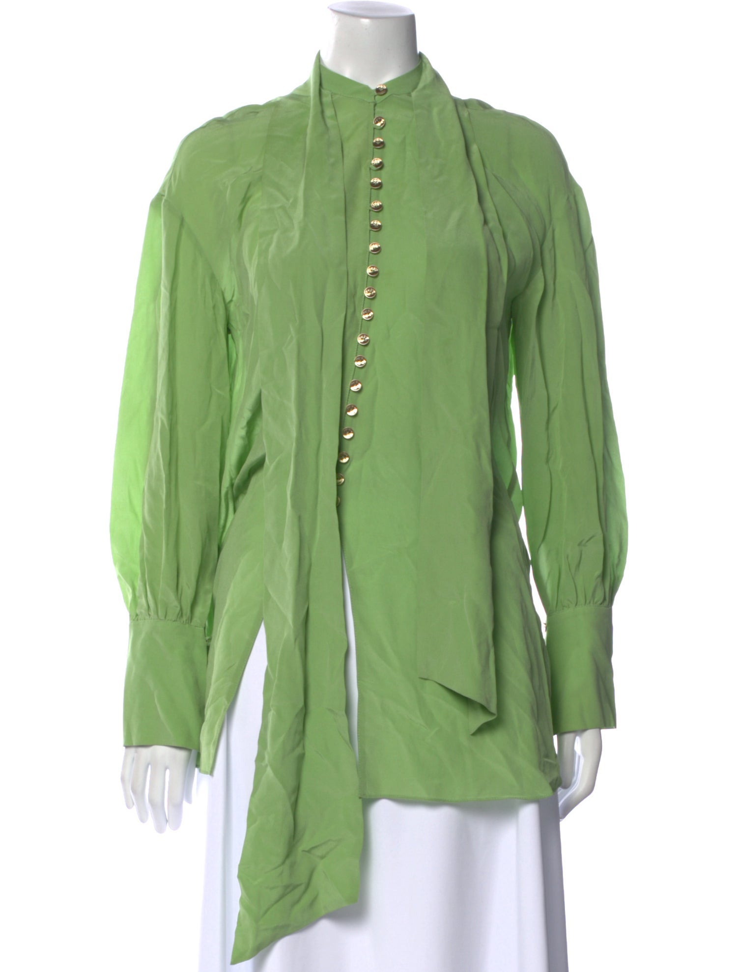 Cult Gaia Mock Neck Long Sleeve Button-Up Top