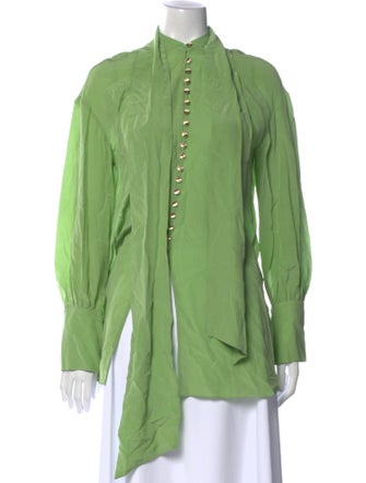 Cult Gaia Mock Neck Long Sleeve Button-Up Top