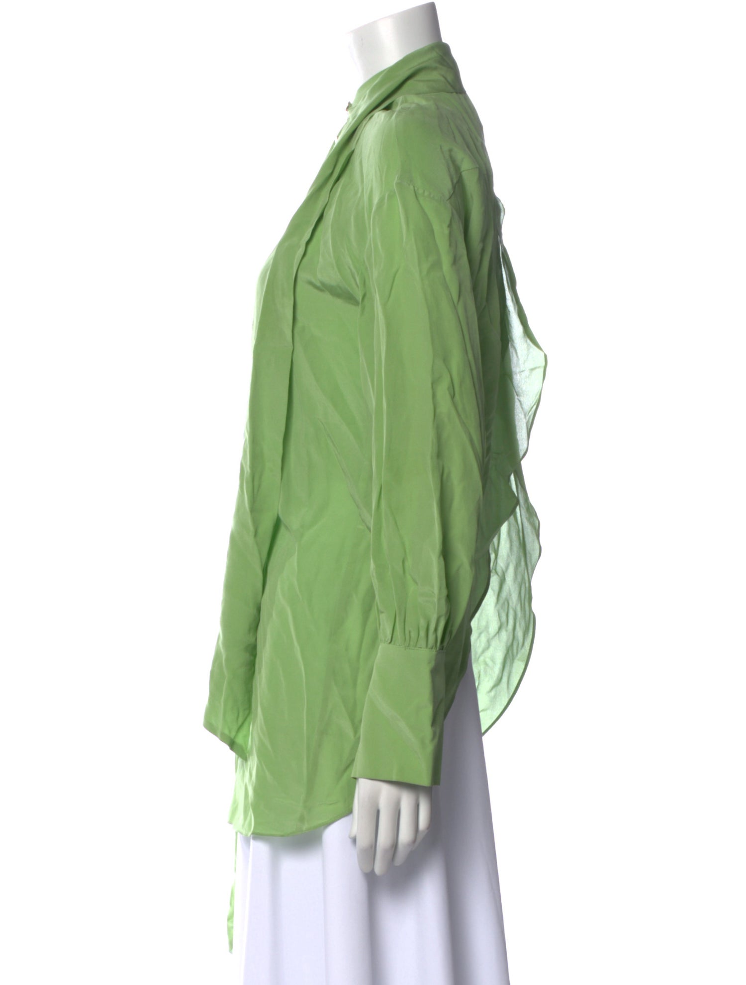 Cult Gaia Mock Neck Long Sleeve Button-Up Top