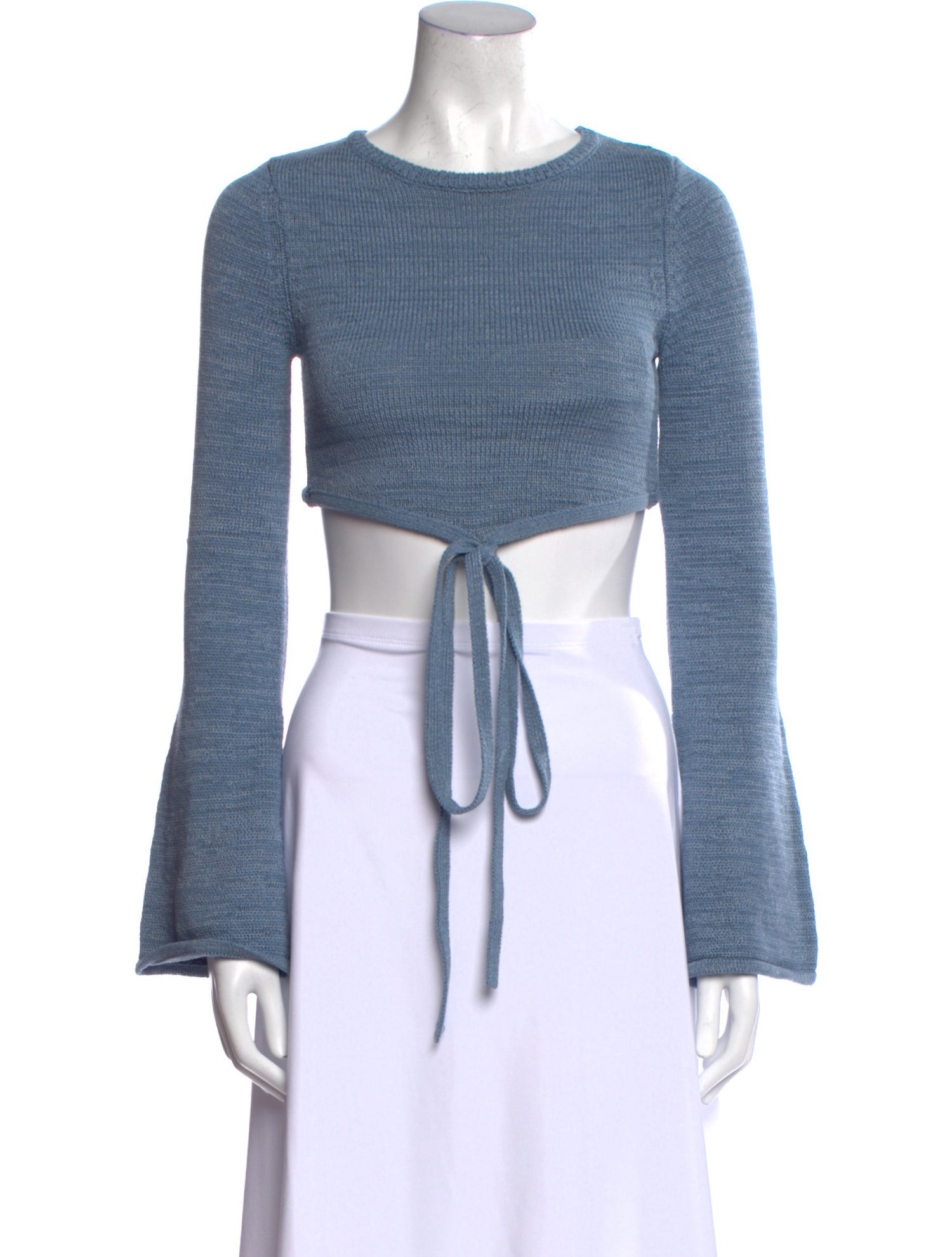 Cult Gaia Crew Neck Long Sleeve Crop Top