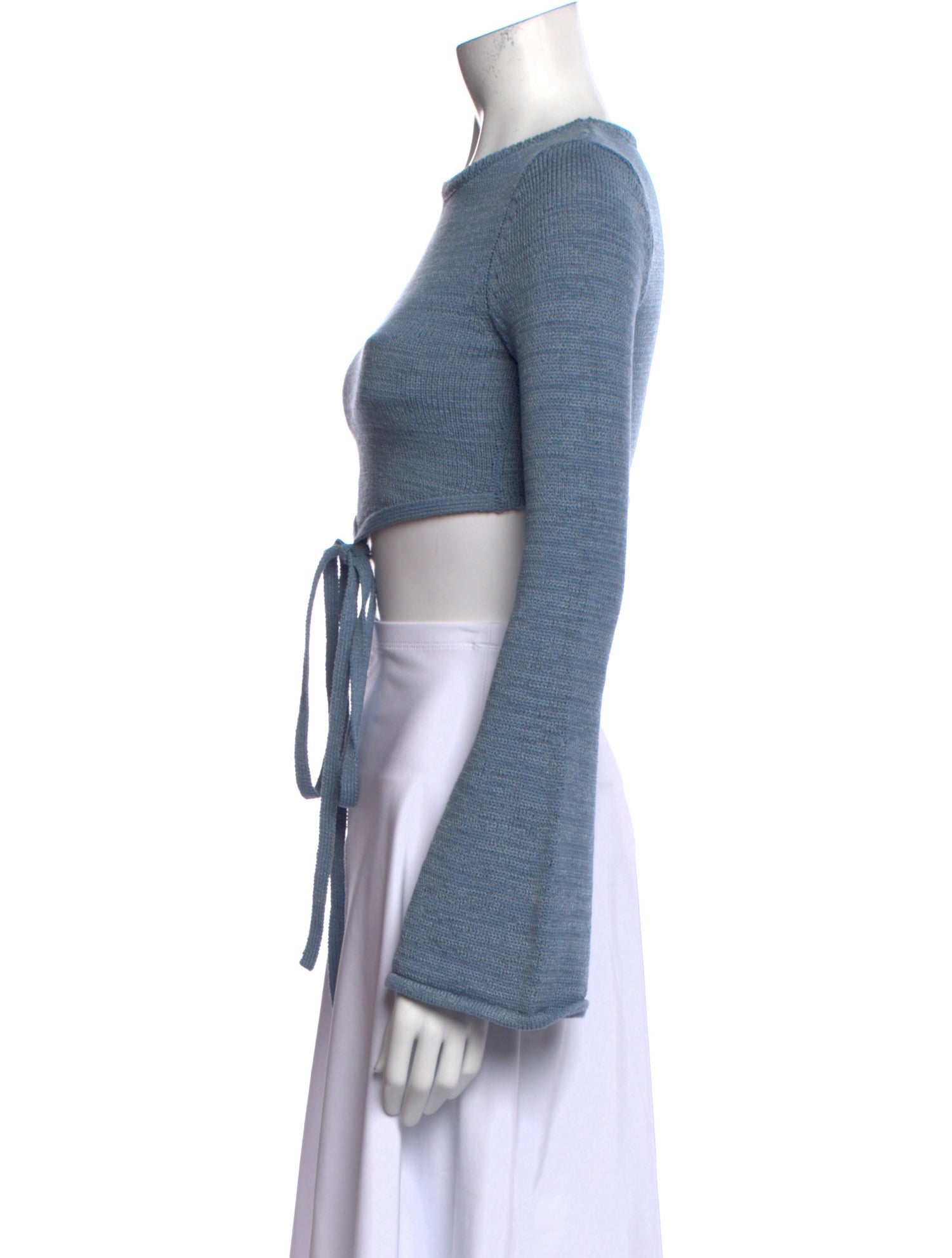 Cult Gaia Crew Neck Long Sleeve Crop Top