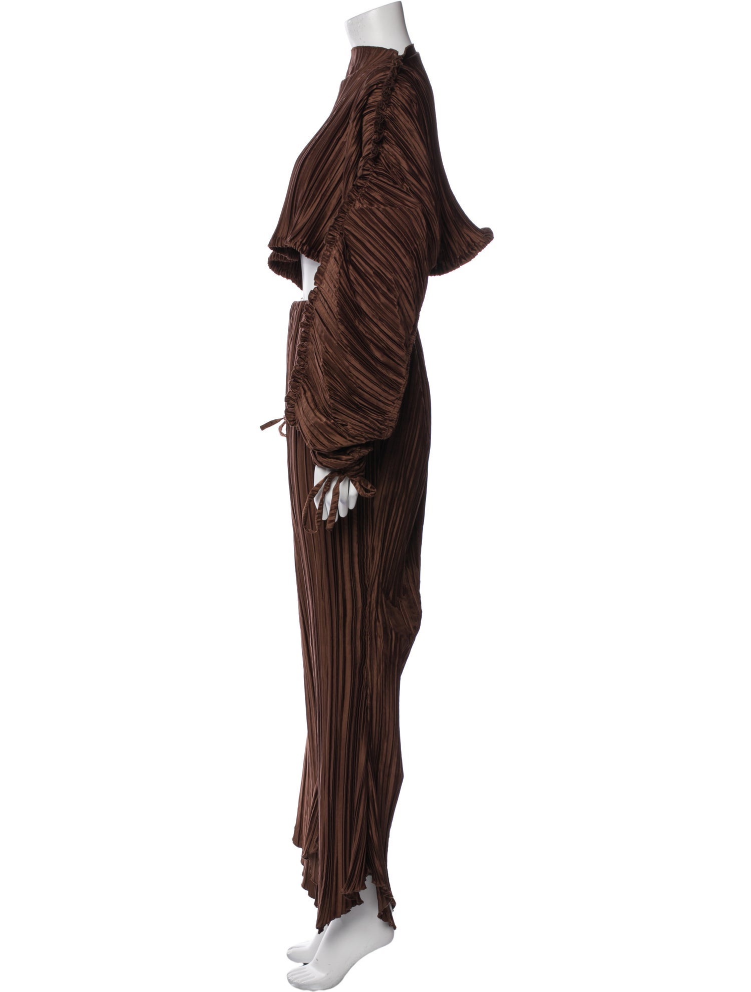 Cult Gaia Linen Ruffle Embellishment Pant Set