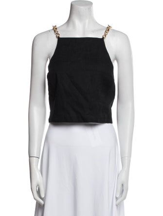 Cult Gaia Linen Square Neckline Crop Top