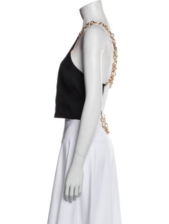 Cult Gaia Linen Square Neckline Crop Top