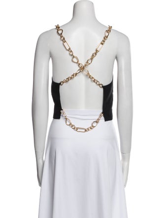 Cult Gaia Linen Square Neckline Crop Top