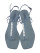 Cult Gaia Denim Beaded Accents T-Strap Sandals