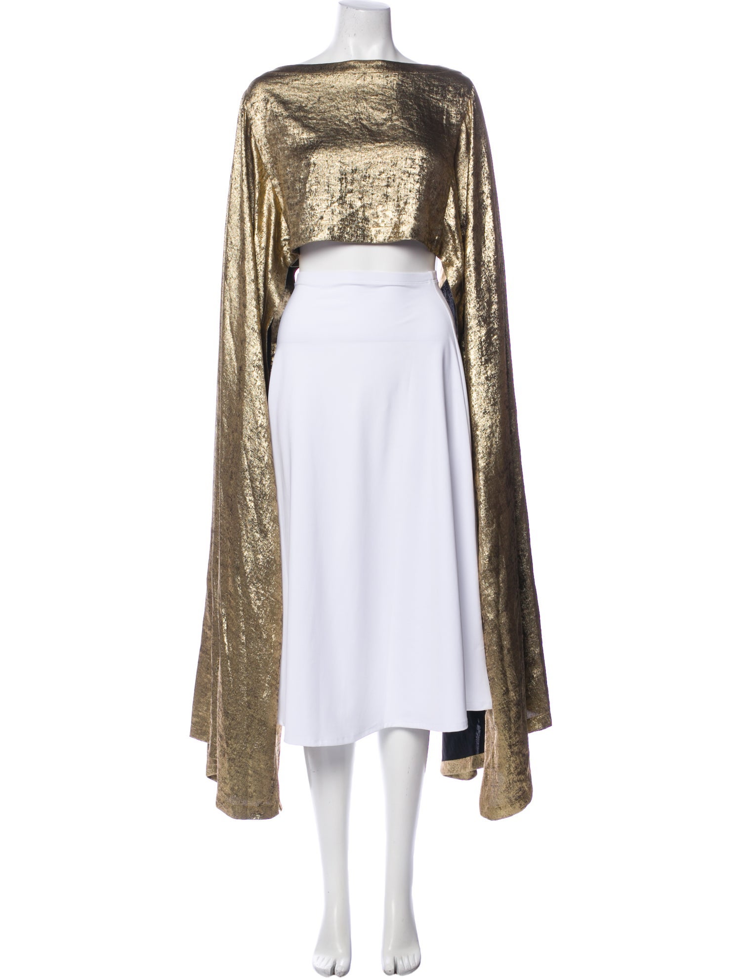 Cult Gaia Square Neckline Long Sleeve Crop Top