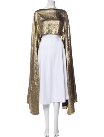 Cult Gaia Square Neckline Long Sleeve Crop Top