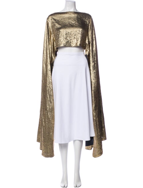 Cult Gaia Square Neckline Long Sleeve Crop Top