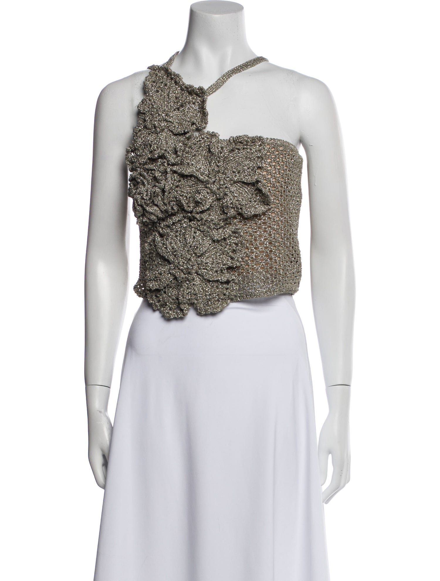 Cult Gaia Printed Cowl Neck Crop Top