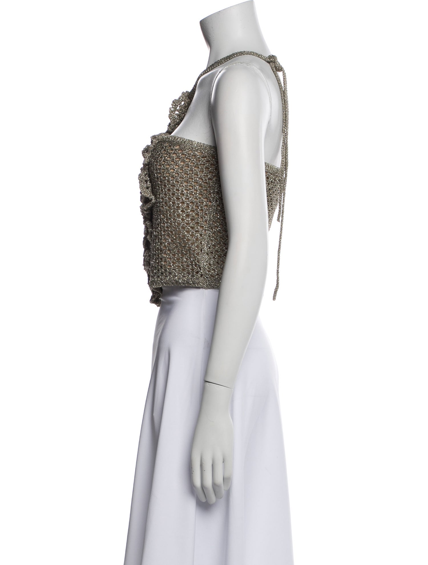 Cult Gaia Printed Cowl Neck Crop Top