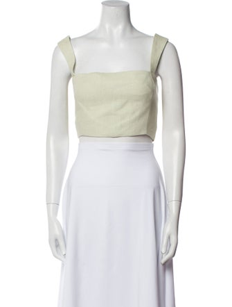 Cult Gaia Linen Square Neckline Crop Top