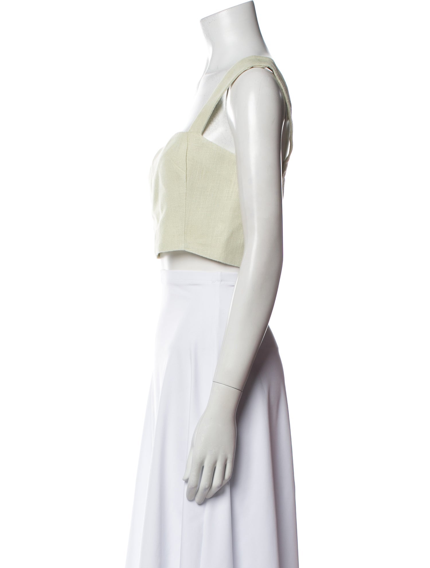 Cult Gaia Linen Square Neckline Crop Top