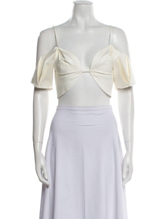 Cult Gaia Off-The-Shoulder Short Sleeve Crop Top