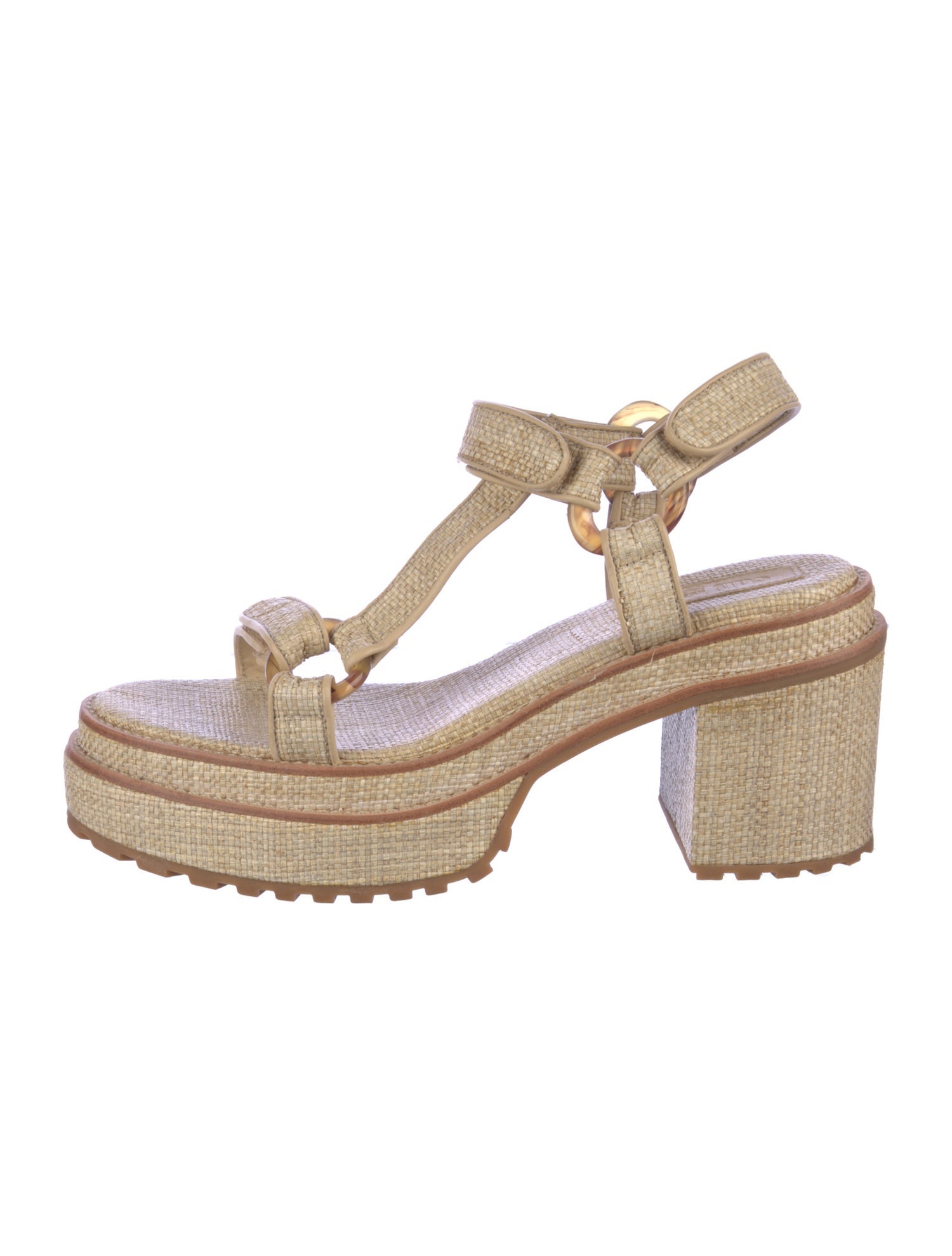 Cult Gaia Raffia Leather Trim Embellishment Espadrilles