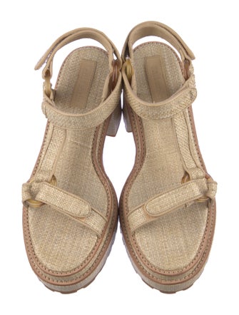 Cult Gaia Raffia Leather Trim Embellishment Espadrilles