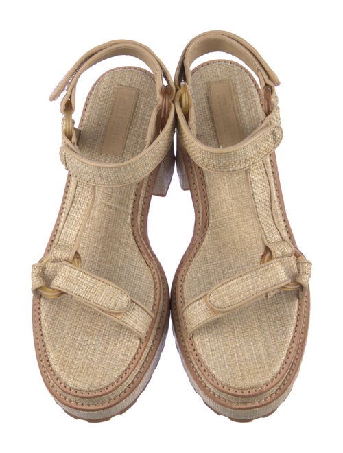 Cult Gaia Raffia Leather Trim Embellishment Espadrilles
