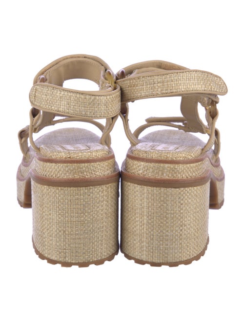 Cult Gaia Raffia Leather Trim Embellishment Espadrilles