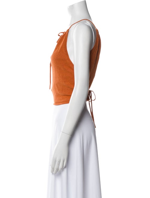 Cult Gaia Linen Halterneck Crop Top