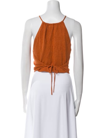 Cult Gaia Linen Halterneck Crop Top