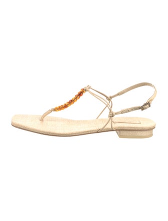 Cult Gaia Beaded Accents T-Strap Sandals