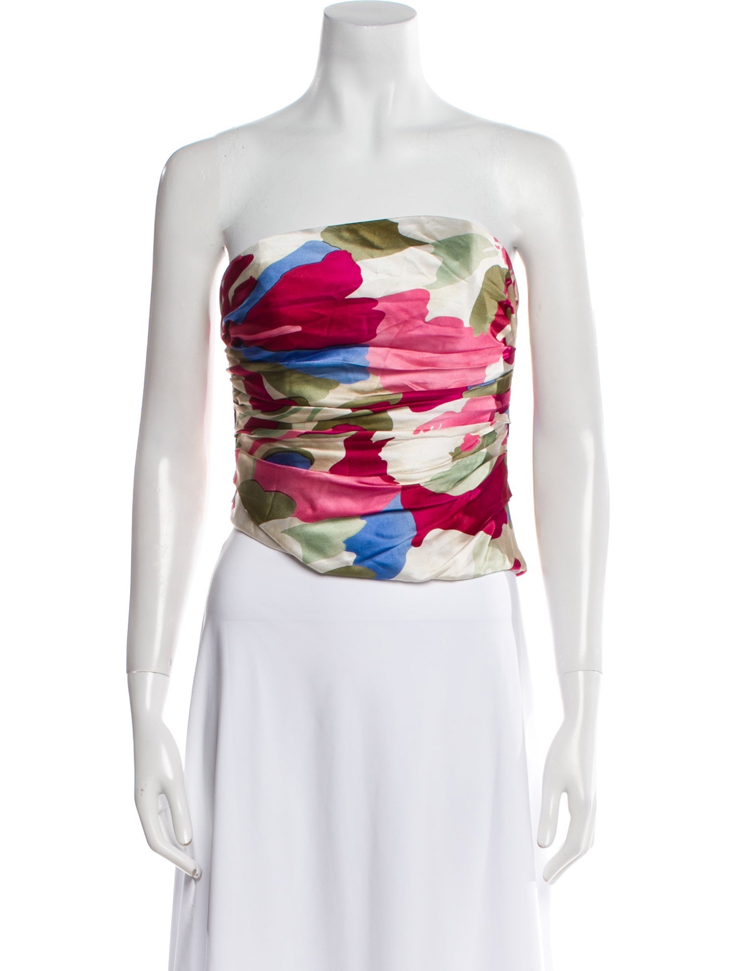 Cult Gaia Silk Floral Print Crop Top