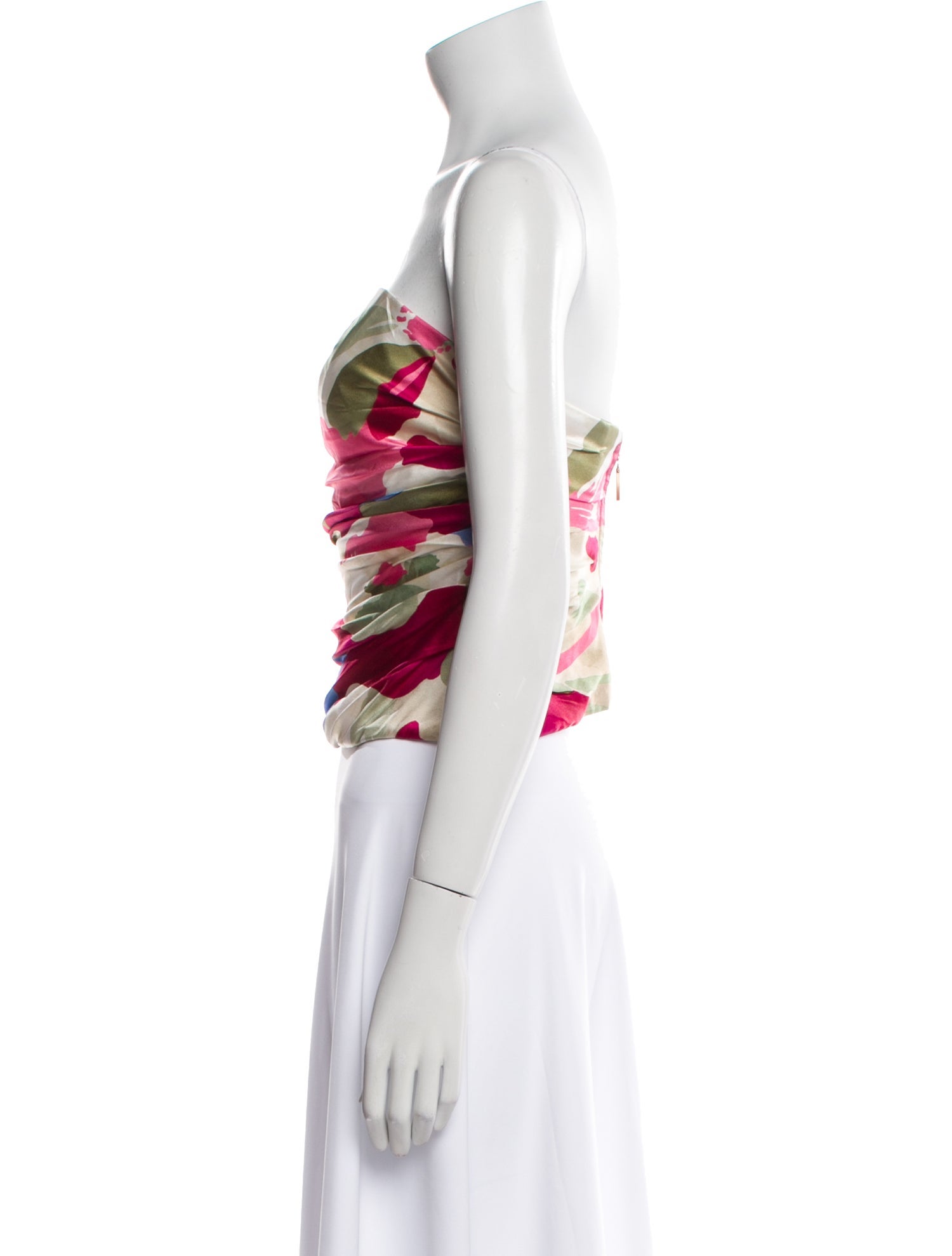 Cult Gaia Silk Floral Print Crop Top